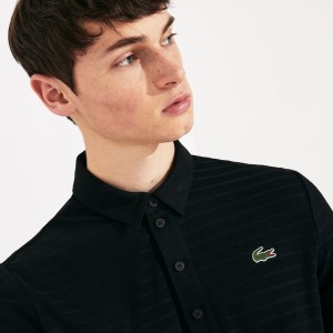 Camisas Lacoste Masculino Pretas SPORT Textured Breathable Golf Polo AN6-25462L2