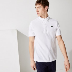 Camisas Lacoste Masculino Branco SPORT Textured Breathable Golf Polo DS3-94659O0