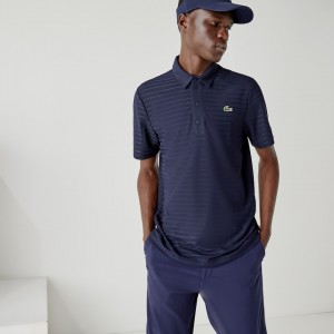 Camisas Lacoste Masculino Azul Marinho Azuis SPORT Textured Breathable Golf Polo CL6-96519M9