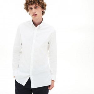 Camisas Lacoste Masculino Branco Slim Fit Stretch Cotton HJ1-26142R9