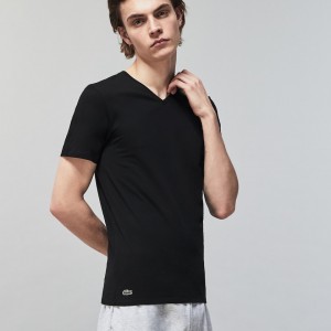 Camiseta Lacoste Masculino Pretas 3 Pack of Plains HS9-38003I9