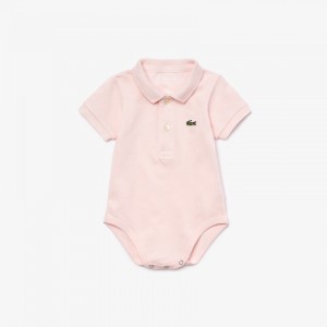 Camiseta Lacoste Criança Luz Rosa Baby Organic Cotton Piqué Bodysuit In Recycled Cardboard Box Set KT0-43364U5