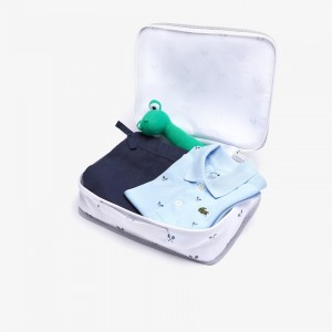 Camiseta Lacoste Criança Luz Azuis Azul Marinho Azuis Baby Rattle And Cotton Piqué Pajama Box Set AA6-38053O4