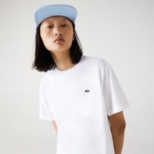 Camiseta Lacoste Feminino Branco Crew Neck Premium Cotton KD1-18521R0