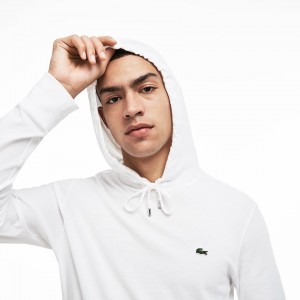 Camiseta Lacoste Masculino Branco Hooded Cotton TC4-35173K2