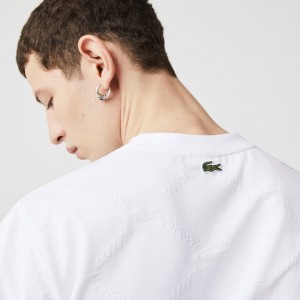 Camiseta Lacoste Masculino Branco LIVE Monogram Printed YU9-05300C4