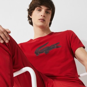 Camiseta Lacoste Masculino Vermelhas Azul Marinho Azuis SPORT 3D Print Crocodile Breathable Jersey XW2-00000J3
