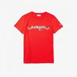 Camiseta Lacoste Criança Vermelhas Branco SPORT Collab Youssef Sy Print VD0-43944T2