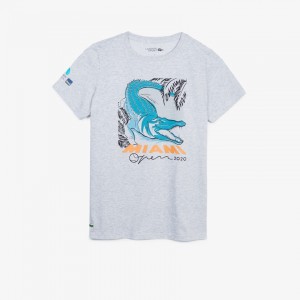 Camiseta Lacoste Feminino Cinzentas SPORT Miami Open Crocodile Print YJ2-00710E1