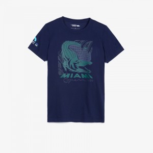Camiseta Lacoste Feminino Azul Marinho Azuis SPORT Miami Open Crocodile Print WF0-48494O4
