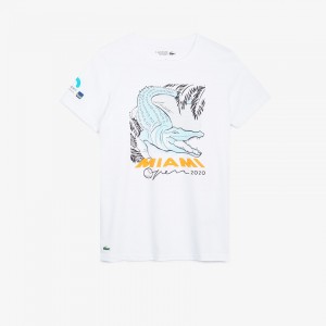 Camiseta Lacoste Feminino Branco SPORT Miami Open Crocodile Print HF4-99689M6
