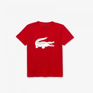 Camiseta Lacoste Criança Vermelhas Branco SPORT Tennis Technical Jersey Oversized Croc CG5-64766Z2