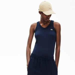 Camiseta Lacoste Feminino Azul Marinho Azuis Sleeveless Scoopneck Top HG1-90989Y3