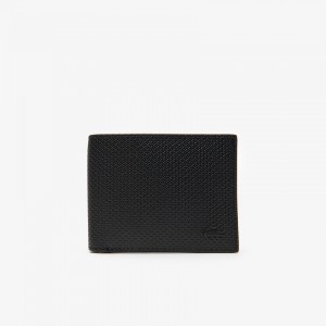Carteiras Lacoste Masculino Pretas Chantaco Piqué Leather 3 Card FZ5-25252X7