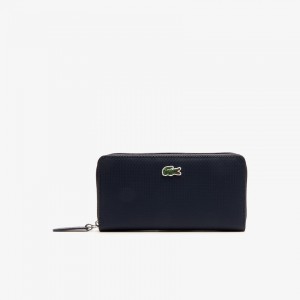 Carteiras Lacoste Feminino Azul Marinho Azuis L.12.12 Concept Petit Piqué 12 Card Zip ZT3-96559V0