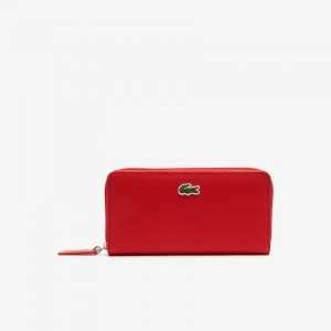 Carteiras Lacoste Feminino Vermelhas L.12.12 Concept Petit Piqué 12 Card Zip XR5-37833F2