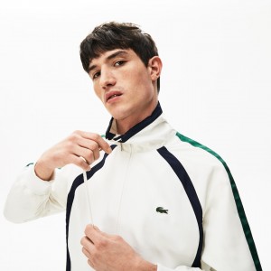 Casacos Lacoste Masculino Branco Azul Marinho Azuis Verdes Heritage Stripe Track TB4-79407M4
