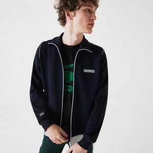 Casacos Lacoste Masculino Azul Marinho Azuis Heritage Zippered Tracksuit BA5-22032A4