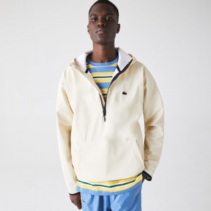 Casacos Lacoste Masculino Bege Hooded Lightweight Hybrid Pullover VE1-27482A5