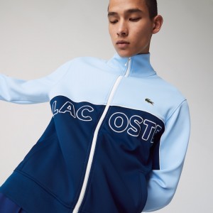 Casacos Lacoste Masculino Azuis LIVE Colorblock Neoprene Tracksuit EL1-10551U7