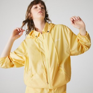 Casacos Lacoste Feminino Amarelas LIVE Lightweight Collapsible Zip Rain PL8-18891Z3