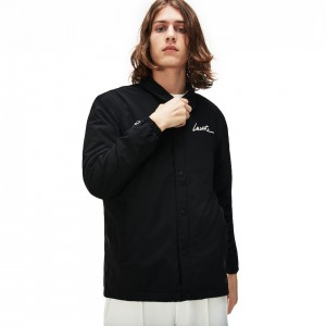 Casacos Lacoste Masculino Pretas LIVE Signature Taffeta EF0-01170J6