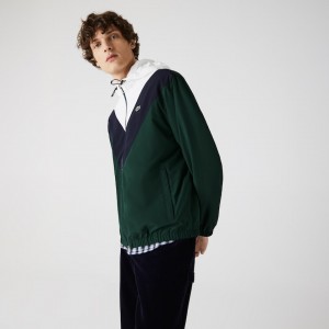 Casacos Lacoste Masculino Verdes Azul Marinho Azuis Branco Lightweight Colorblock Hooded KL2-01900C4