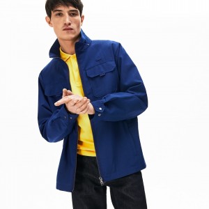 Casacos Lacoste Masculino Azul Marinho Azuis Lightweight Detachable-Hood GN5-88588N0