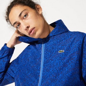 Casacos Lacoste Masculino Azul Marinho Azuis Azuis SPORT Hooded Print Zip KJ6-78167A8