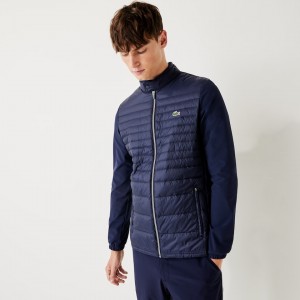 Casacos Lacoste Masculino Azul Marinho Azuis SPORT Lightweight Water-Resistant Quilted Golf IL1-75567A4