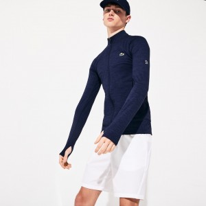 Casacos Lacoste Masculino Azul Marinho Azuis SPORT Novak Djokovic Stretch Zippered CS1-11831F3