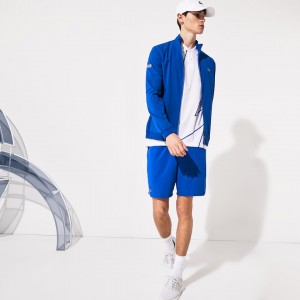Casacos Lacoste Masculino Azuis Branco SPORT Novak Djokovic Textured Zip XH9-00650X1