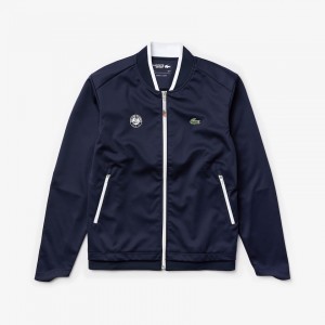 Casacos Lacoste Masculino Azul Marinho Azuis Branco Vermelhas SPORT Roland Garros Piqué Zip-Up PI3-91339B6