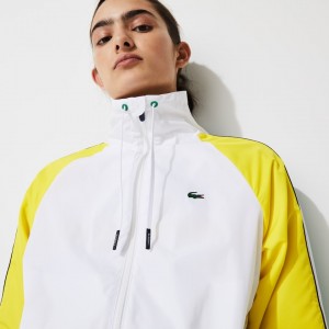 Casacos Lacoste Feminino Branco Verdes Amarelas Azul Marinho Azuis SPORT Water-Resistant Zip Tennis ZK5-59605W2