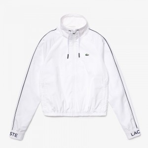 Casacos Lacoste Feminino Branco Azul Marinho Azuis SPORT Water-Resistant Zip Tennis NR1-48044V8
