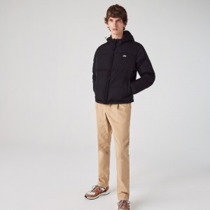 Casacos Lacoste Masculino Pretas Short Lightweight Water-Resistant Puffer MQ3-09650I9