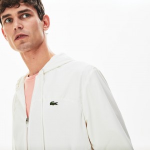 Casacos Lacoste Masculino Branco Two-Tone Zip-Up LT7-04790J7