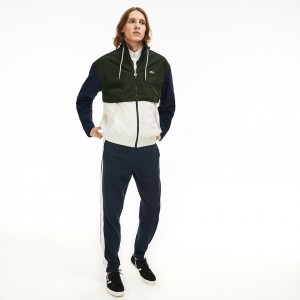 Casacos Lacoste Masculino Branco Caqui Verdes Azul Marinho Azuis Water-Resistant Full-Zip CA4-93609I7