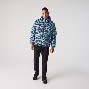 Casacos Lacoste Masculino Branco Azul Marinho Azuis x National Geographic Reversible Quilted Zip FH2-35463I3
