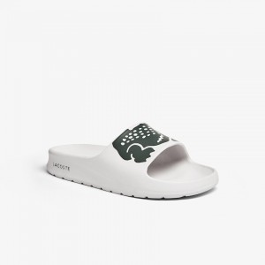 Chinelos Lacoste Masculino Branco Verdes Escuro Croco 2.0 Synthetic PC8-84248F4
