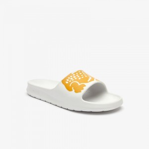 Chinelos Lacoste Masculino Branco Amarelas x Ricky Regal Synthetic Crocodile AF5-75157M6