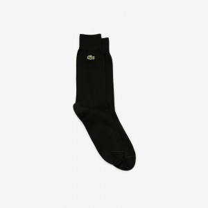 Meias Lacoste Masculino Pretas Embroidered Crocodile Cotton Blend WZ6-14291E3