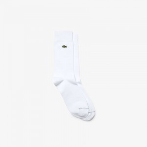 Meias Lacoste Masculino Branco Embroidered Crocodile Cotton Blend KW1-83688X3