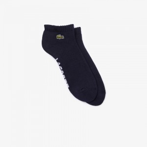 Meias Lacoste Masculino Azul Marinho Azuis Branco SPORT Branded Low-Cut Cotton BN4-14201B9