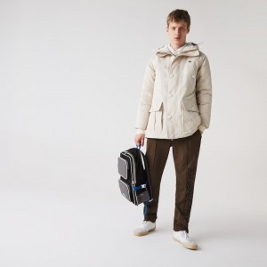 Mochilas Lacoste Masculino Cinzentas Azuis LCST Colorblocked Coated Canvas Square IR4-05030J5