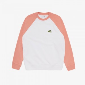 Moletons Lacoste Masculino Branco Rosa Embroidered Logo Regular Fit BR8-40004Y6