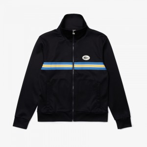 Moletons Lacoste Masculino Azul Marinho Azuis Heritage Striped Zip-Up TP8-96139G6