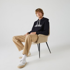 Moletons Lacoste Masculino Azul Marinho Azuis Hooded Fleece AO8-88418P6