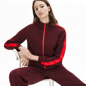 Moletons Lacoste Feminino Vermelhas Escuro Vermelhas Hooded Zip-Up NJ3-38213N1