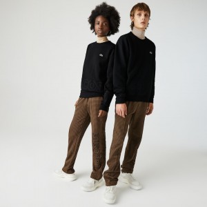 Moletons Lacoste Masculino Pretas LIVE Crew Neck Embroidered Cotton Blend MI6-17681V7